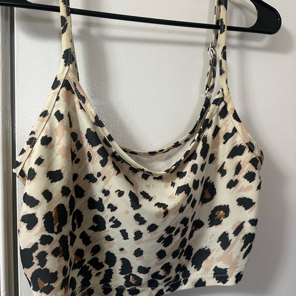 Aerie Leopard Print Longline Scoop Bikini Top - Size Large (L/G) - Picture 3 of 5